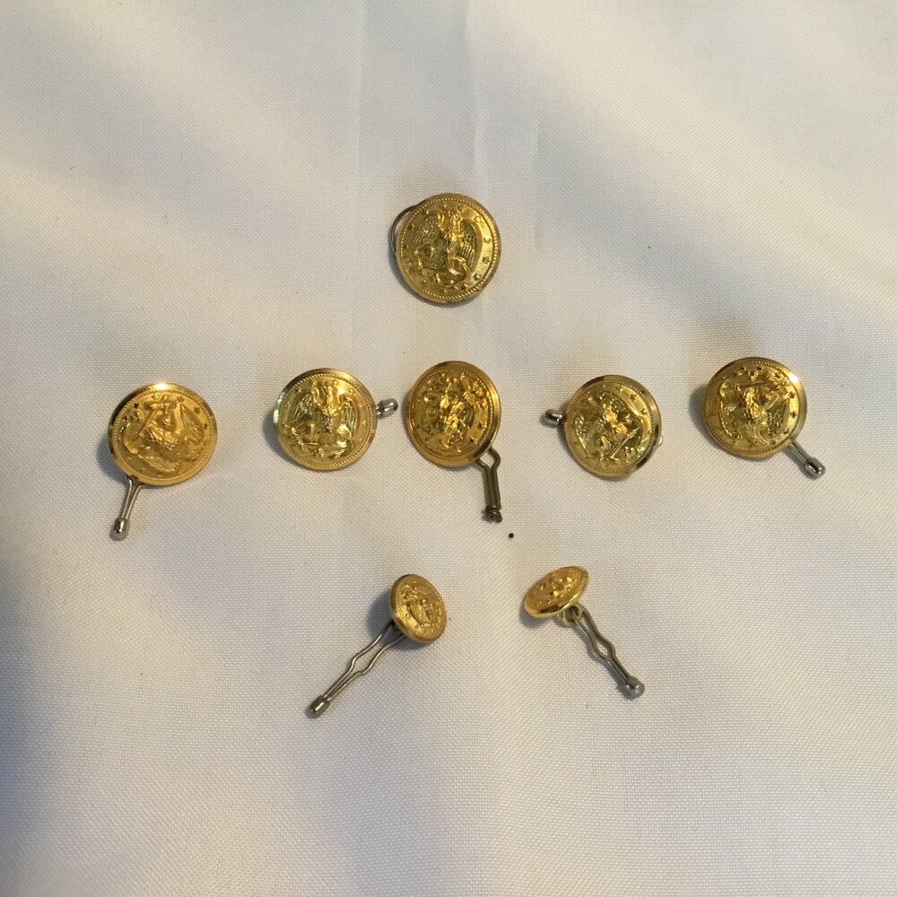 Vintage Military Buttons - Eagle Design - Waterbury , Superior, - Lot of 8